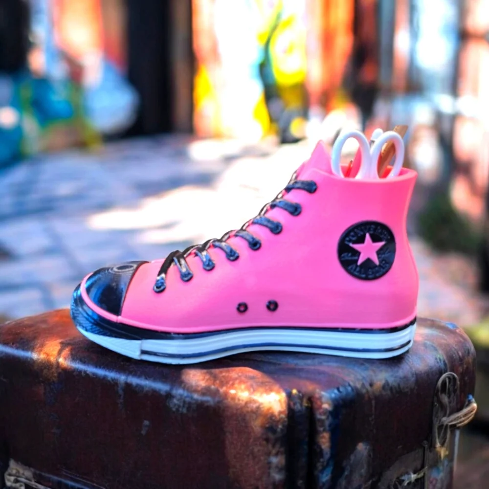 Handmade 3D Printed Pink Shoe Pencil Holder – New, 10"x2.25"x5" - Picture 6 of 10